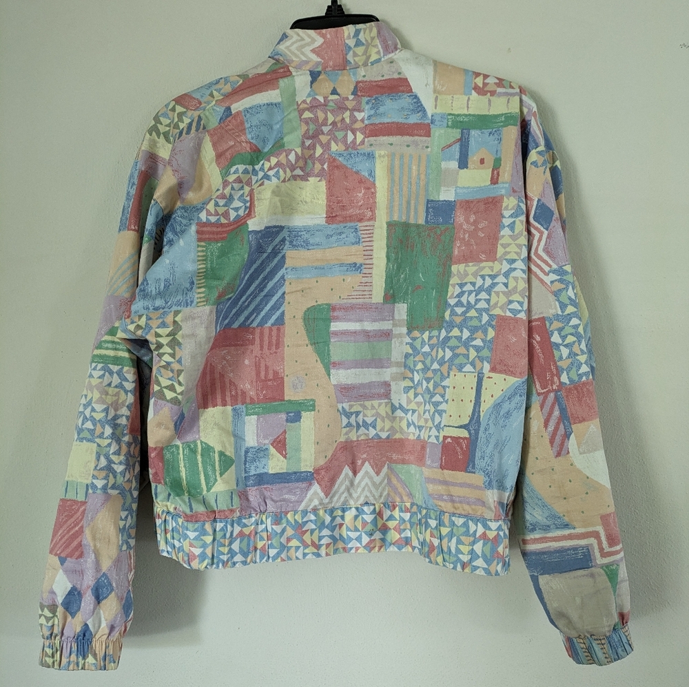 Vintage Patchwork Design Zip Up Spring Jacket - image 5